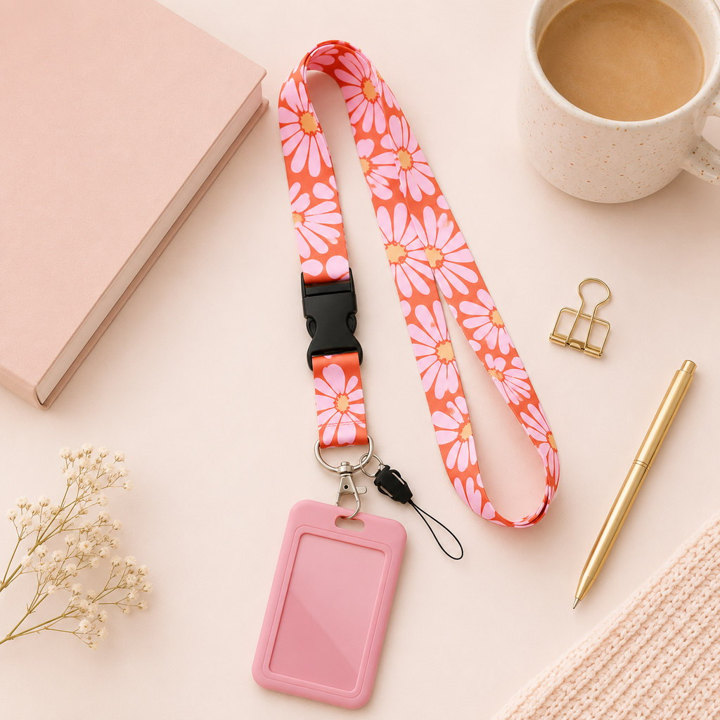 Blush Daisy Teacher Lanyard