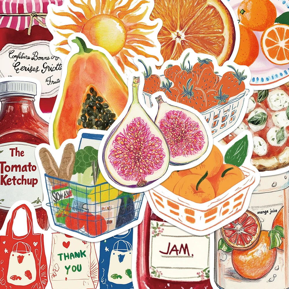 Vintage Food Art Sticker Pack — 50pcs