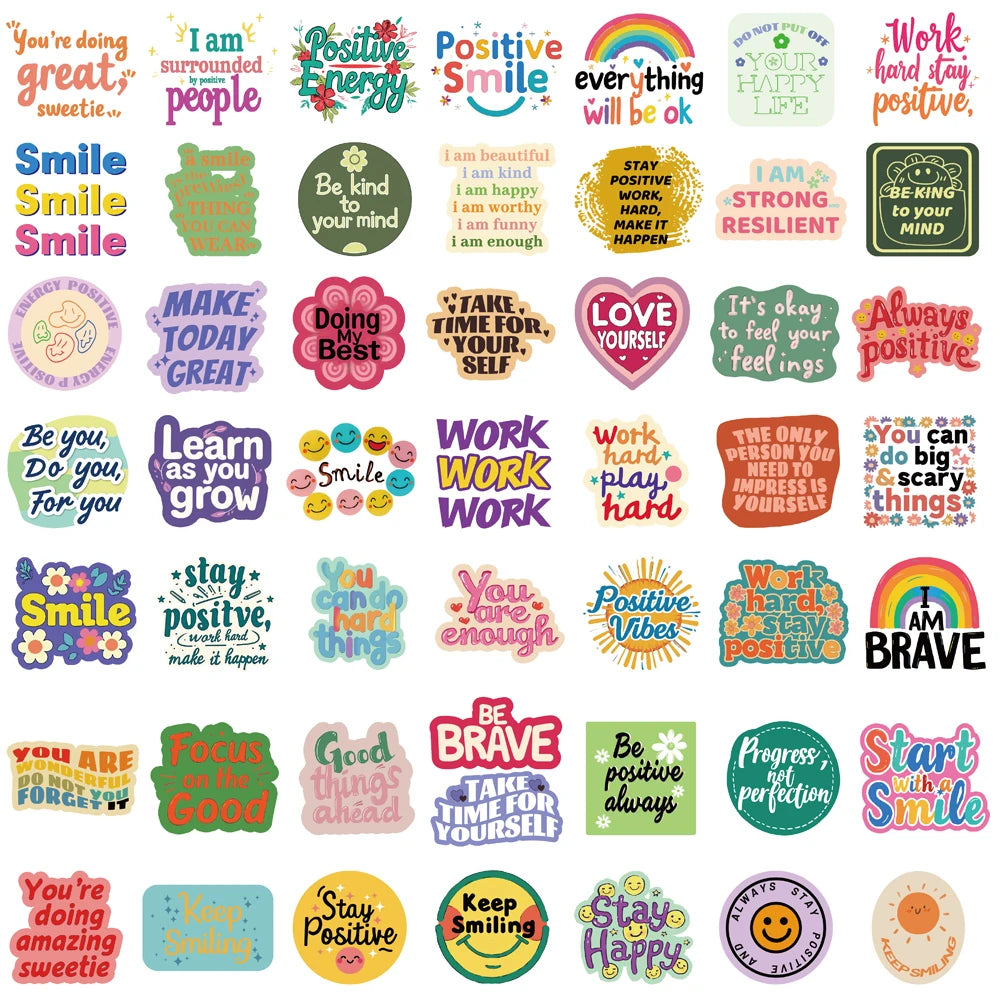Positive Affirmation Stickers — Kawaii Classroom 50 Pack