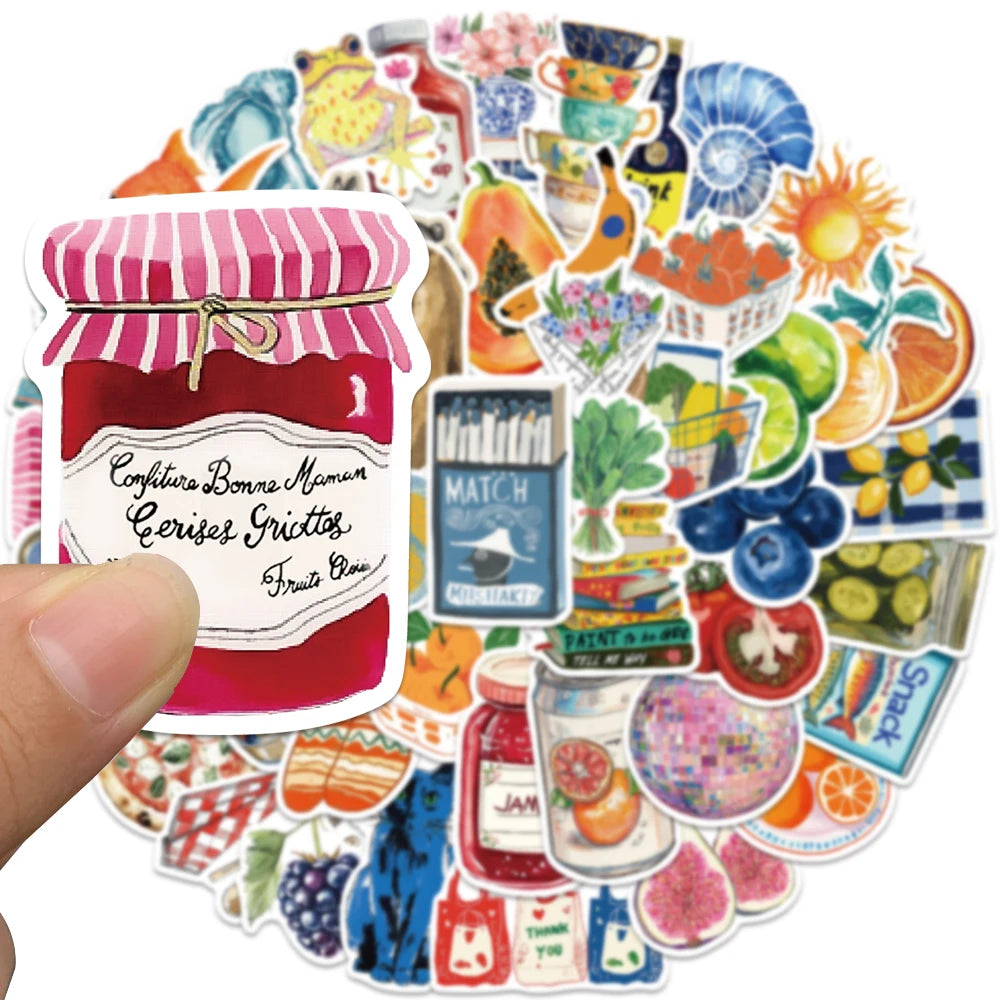Vintage Food Art Sticker Pack — 50pcs